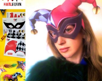 DIY Harlequin headdress templates: Unique headdress craft (Digital PDF Download)