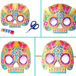 9 Printable Calavera Skull Mask Templates in Full Color, Also Includes ...