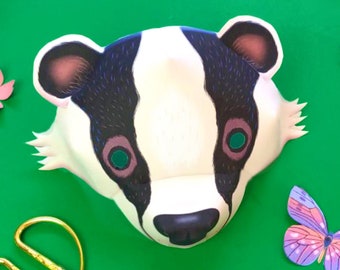 Badger mask template DIY no sew mask pattern. Instantly make a Badger mask with our easy to download PDF printable templates by Happythought