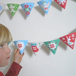 Printable Christmas Advent Calendar Garland . Fun DIY pocket - Etsy
