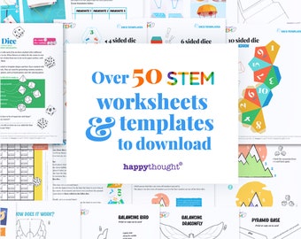 Feuilles de travail STEM imprimables - Feuilles de travail de projet en sciences, technologie, ingénierie et mathématiques pour les 8 ans et plus. En anglais et espagnol