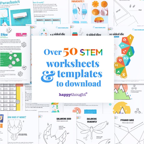 Printable STEM Worksheets - Science, Technology, Engineering and Mathematics project worksheets for ages 8 and over. In English and Español