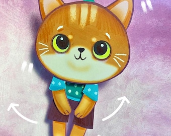 Swinging Cat Paper Doll: DIY Craft Template (Digital Download)