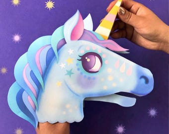 DIY Unicorn Paper Puppet Template: Printable Craft (PDF Pattern)