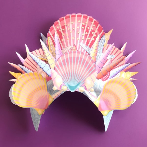 Modèle de couronne de sirène bricolage sans motif de couture. Créez instantanément une couronne de sirène avec nos modèles imprimables PDF faciles à télécharger par Happy Thought