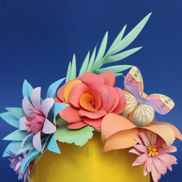 Kit d’artisanat Paper Flower Crown. Faire des modèles de couronne de fleur en papier: Plus de 40 modèles de fleurs en papier imprimables + tutoriels par Happythought.