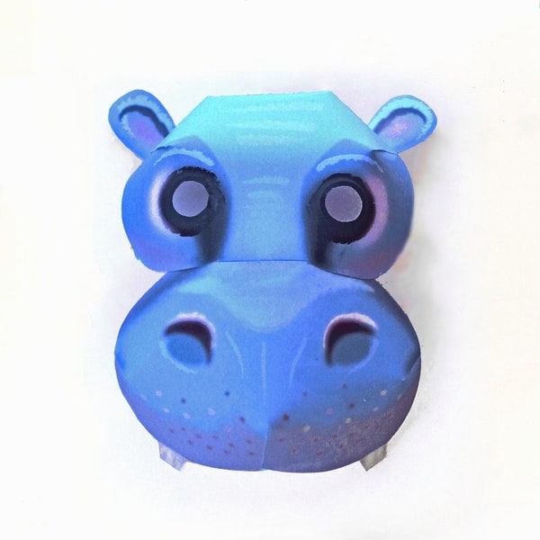 Modèle de masque d'hippopotame bricolage sans motif de masque à coudre. Créez instantanément un masque d'hippopotame avec nos modèles imprimables PDF faciles à télécharger par Happy Thought