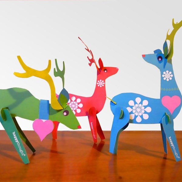 Christmas reindeer paper ornaments PDF kit