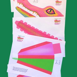 Printable DIY Alebrije crocodile hand puppet craft template and instructions. Homemade DIY crocodile paper puppet. Download & make PDF files image 4