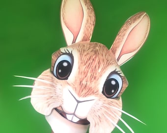DIY Rabbit Hand Puppet Craft Template (PDF Download)