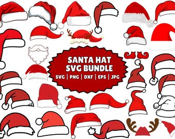 Kerstmuts SVG-bundel, kerst gesneden bestanden (digitale download)