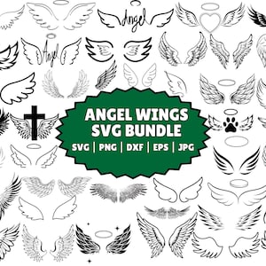 Alas de ángel Svg/ Alas de ángel Png/ Alas de ángel Clipart/ Ángel en el cielo Svg/ Alas de ángel Archivos cortados/ Archivos SVG para Cricut/ Ala de ángel