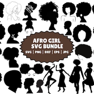 Afro Woman Svg Bundle, Afro Girl Svg, Black Woman Svg, Black Woman Silhouette, Afro Hair Svg, Afro Queen Svg, Afro Woman Cut File For Circut