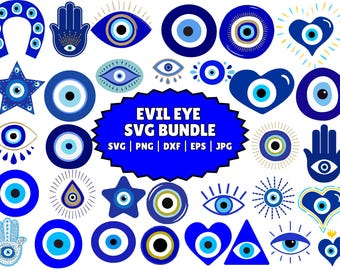 Evil Eye SVG Bundle: Ojo Turco, Hamsa, Clipart (Digital Download)