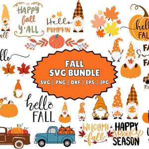 Fall svg, Happy fall svg, Fall svg bundle, Autumn svg bundle, Svg Designs, PNG, Pumpkin svg, Silhouette, Cricut, Fall Gnomes