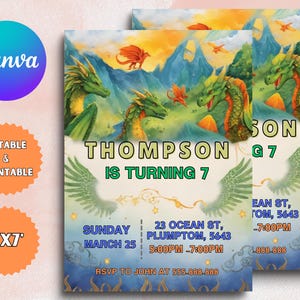 Editable Wings Of Fire Birthday Invitation Template, Printable Birthday Party Invitations, Digital Bday Party Invite Bday Card