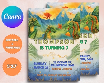 Wings of Fire Birthday Invitation Template: Dragon Party (Digital)