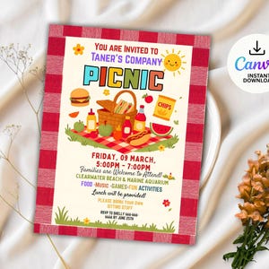 Company Picnic Flyer Editable Canva Template, Family Picnic fundraiser invitation, Customer Appreciation flyer