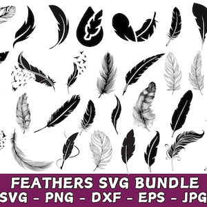 Feather Svg Bundle, Feather birds svg, Boho feather svg, Flying birds Svg, Tribal feather svg, Peacock Feather svg, For Cricut, Silhouette