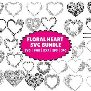 Blumenherz Kranz svg, Blumenherz svg, Valentinstag Clipart, Blumenherz-T-Shirt, Blumenherz-Papierschnittdatei, Herz SVG für Cricut