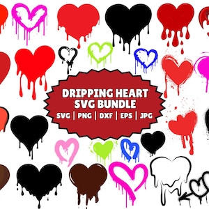 Tropfendes Herz SVG, Liebe SVG, Herzen SVG, schmelzendes Herz SVG, schwarzes tropfendes Herz Clipart, Herz geschnitten Datei, für Cricut, für Silhouette