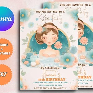 Editable Spa Birthday Party Invitation: Tween Glam (5x7) (Digital Download)