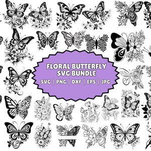 Butterfly Svg\ Floral butterfly svg\ Butterfly flower svg\ Butterfly svg file\ Floral butterfly svg\ Cutting file Cricut Silhouette