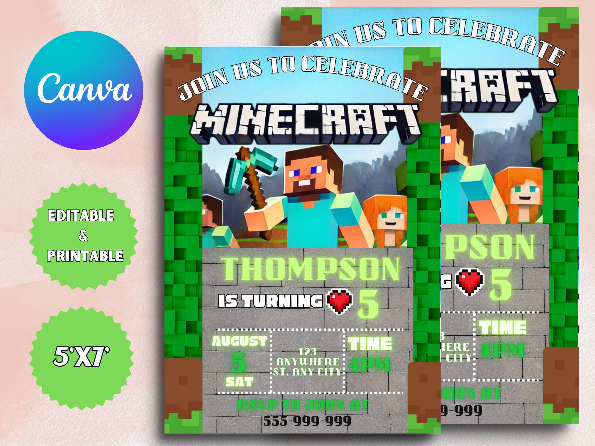 Editable Minecraft Canva Invite