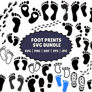 Footprints SVG Bundle, Foot Prints Png Bundle, Baby Feet SVG, Baby Footprint Svg, Feet svg, Baby Birthday Clipart, Cut Files for Cricut