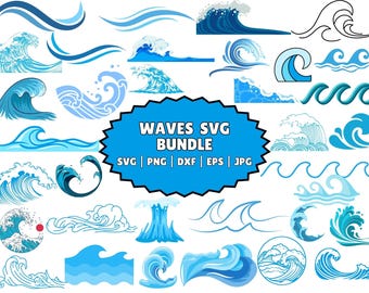 Paquete SVG de olas oceánicas: archivos de corte náuticos (descarga digital)