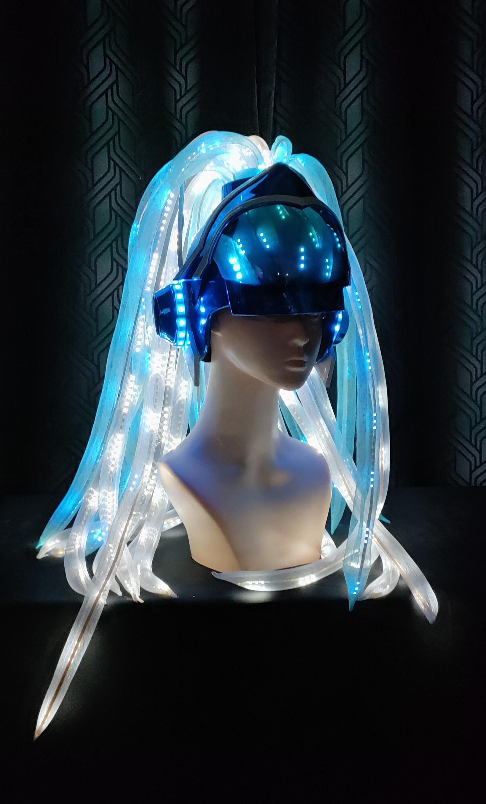 LED Light-up Futuristic Hairpiece With Animated Glow and Visor LED ...