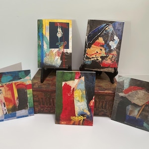 SET 3. Tarjetas de felicitación abstractas y de bellas artes: paquete de cinco.