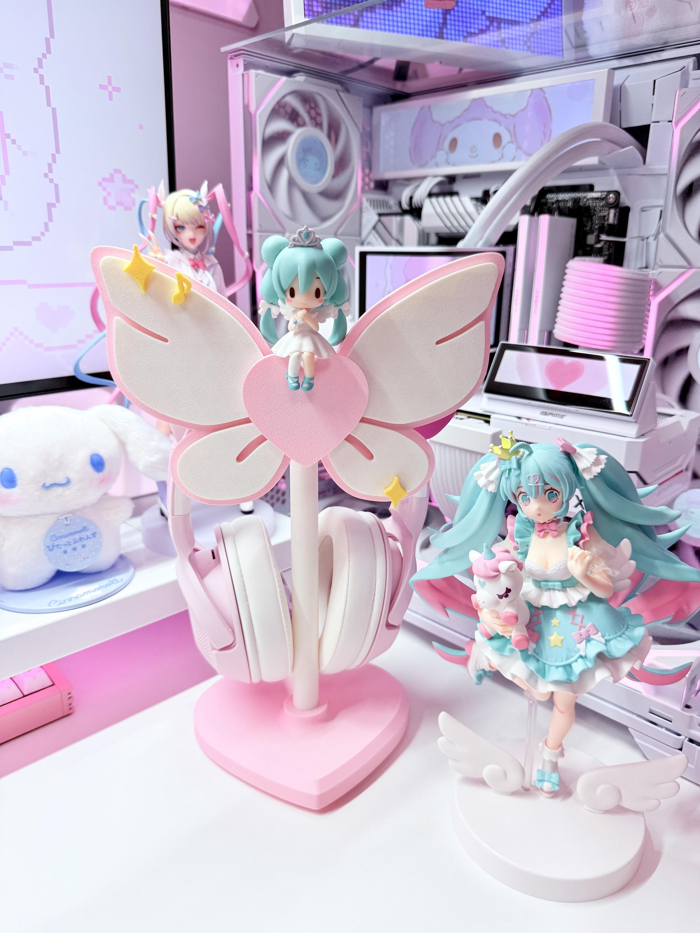 Miku Butterfly Headphone Stand & Controller Holder, Cute Anime