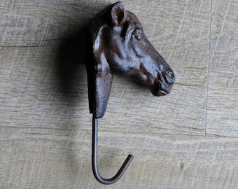 Vintage-Wandhaken aus Gusseisen mit Pferdekopf, 20 cm – Rustikaler Haken für Western-Ranch-Reitdekoration