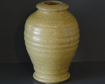 Vintage Biot Stoneware Vase 1940 M. Merget Signed - Provençal Ceramic Colombin Côte d'Azur