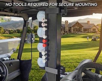 Golf Cart Ball and Tee Holders | Set of Two | Tool-Free Install, Each Holds 4 Balls, 9 Tees