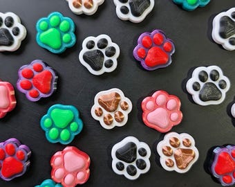 Set of 5 Custom Color Paw Print Magnets | Personalized Pet Lover Decor
