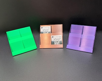 Soporte cuadrado escalonado para tarjetas de visita y expositor de pegatinas - 4 ranuras