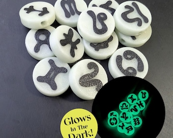 Glow in the Dark Zodiac Beads or Zodiac Ritual Tokens