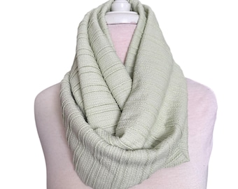 Handmade Sage Green Infinity Scarf – Soft Textured Loop Scarf – Lightweight Cozy Scarf for Fall & Winter