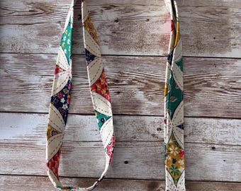 Upcycled Fabric Lanyard | Handmade Patchwork Key Lanyard | Eco-Friendly Wristlet | Boho Floral Lanyard