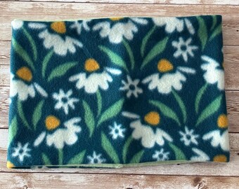 Green Floral Cozy Fleece Neck Warmer | Soft Reversible Neck Gaiter | Winter Cold Weather Scarf | Handmade Gift