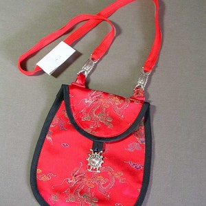 red dragon brocade shoulder bag