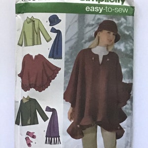 Misses’ Jacket, Poncho, Scarf, Hat and Mittens pattern by Simplicity 4783