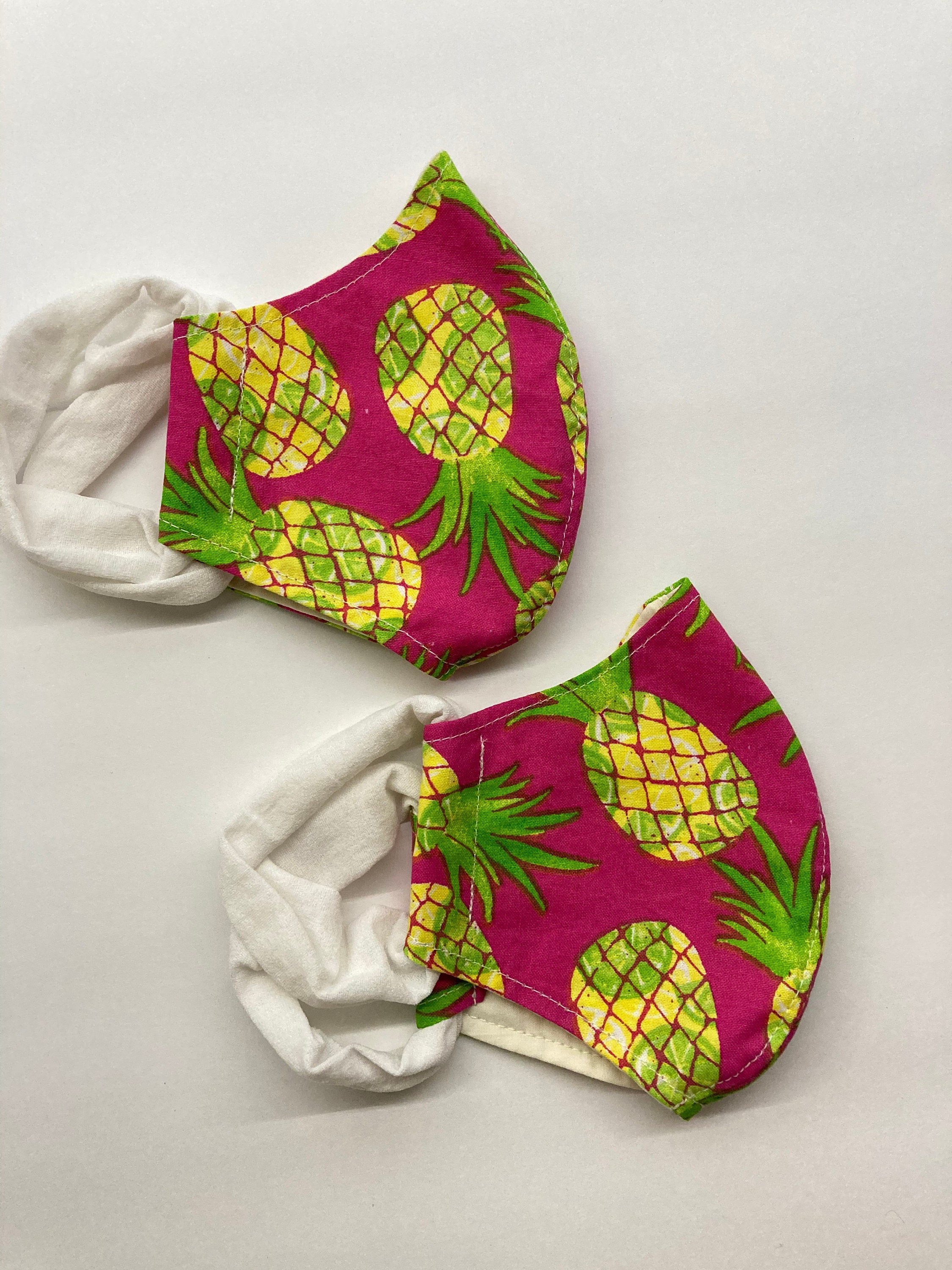 Tropical Pineapple Print Face Mask - Etsy 日本