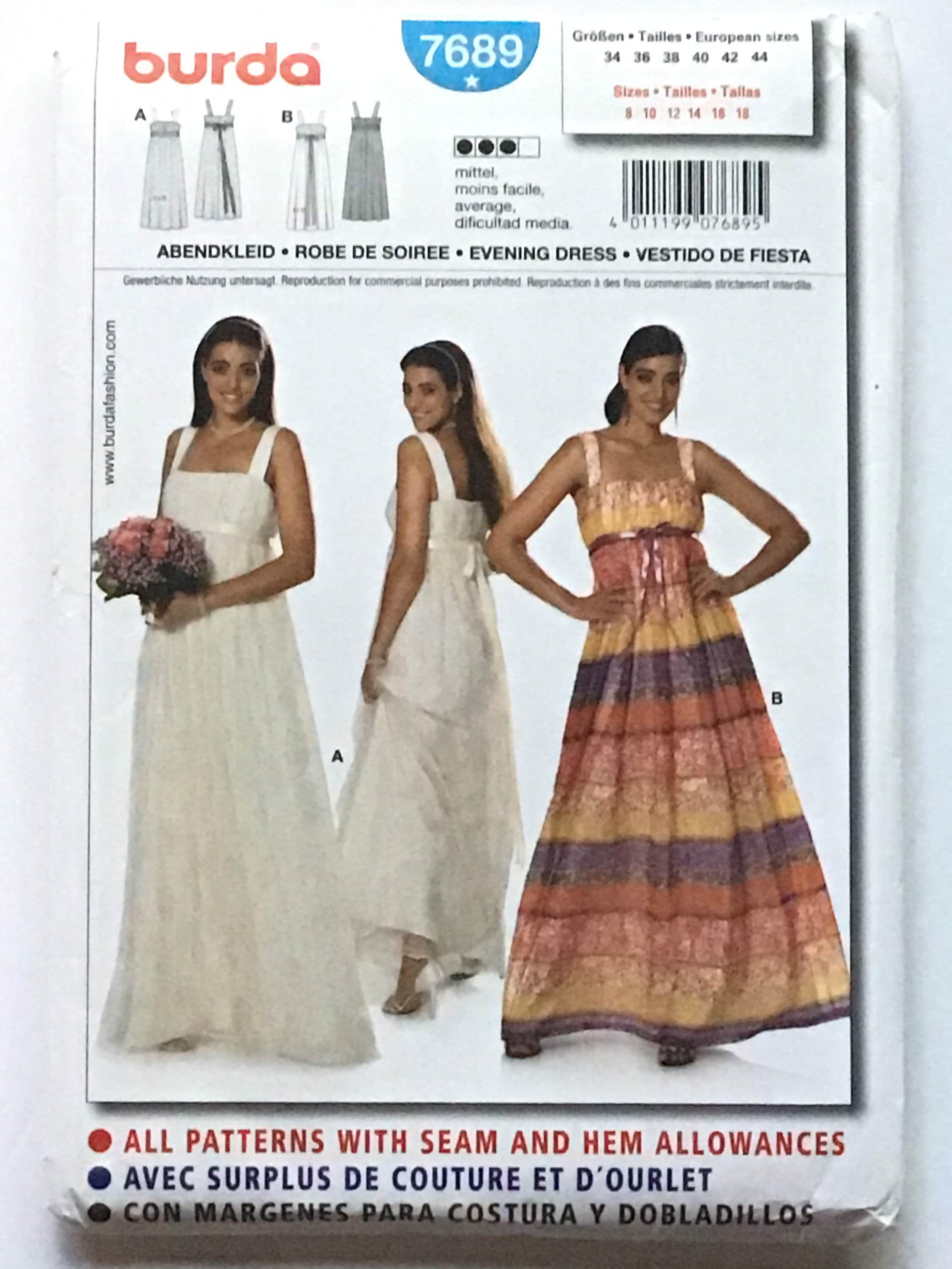 green emerald velvet dress Burda 6869 Bridal Gown or Evening Dresses, Uncut, Factory Folded Sewin   Patterns Central
