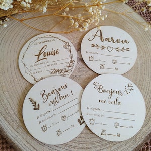 Carte de bienvenue en bois, carte naissance personnalisée bébé, carte bois personnalisée, naissance, bébé