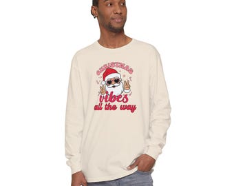 Christmas Vibes Unisex Long Sleeve T-Shirt, Holiday Season Tee, Festive Christmas Shirt, Xmas Spirit Top, Seasonal Long Sleeve Shirt