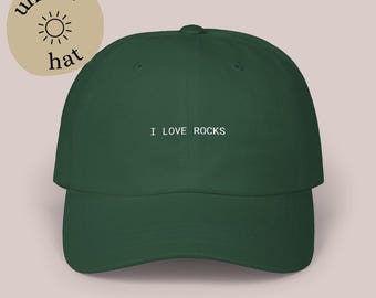 I Love Rocks Embroidered Hat, Geology Dad Cap, Rock Collector Gift, Rock Lover Hat, Casual Everyday Cap, Geologist Gift
