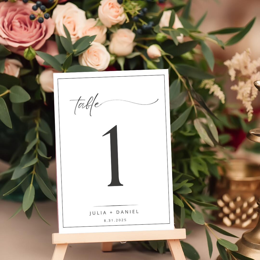 Wedding Table Numbers, Printable Photo Table Numbers, Editable Table ...